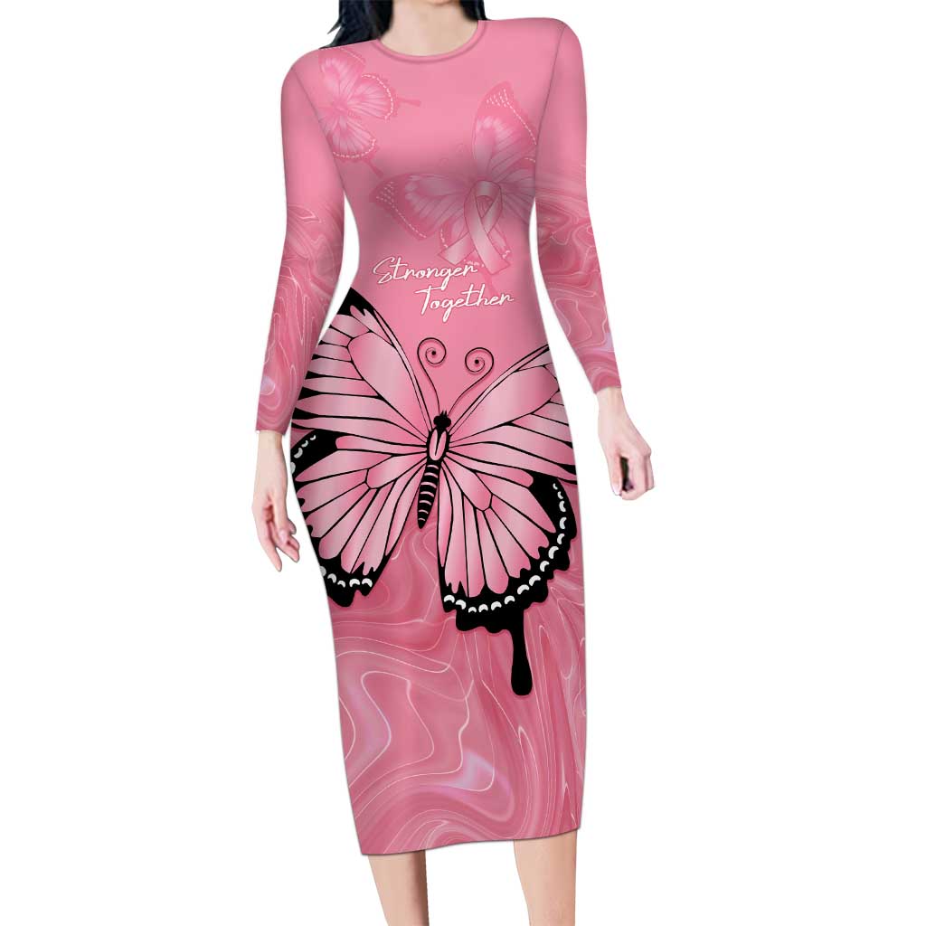 Personalised Australia Breast Cancer Awareness Family Matching Long Sleeve Bodycon Dress and Hawaiian Shirt Pink Ribbon Butterfly Opal Pattern - Vibe Hoodie