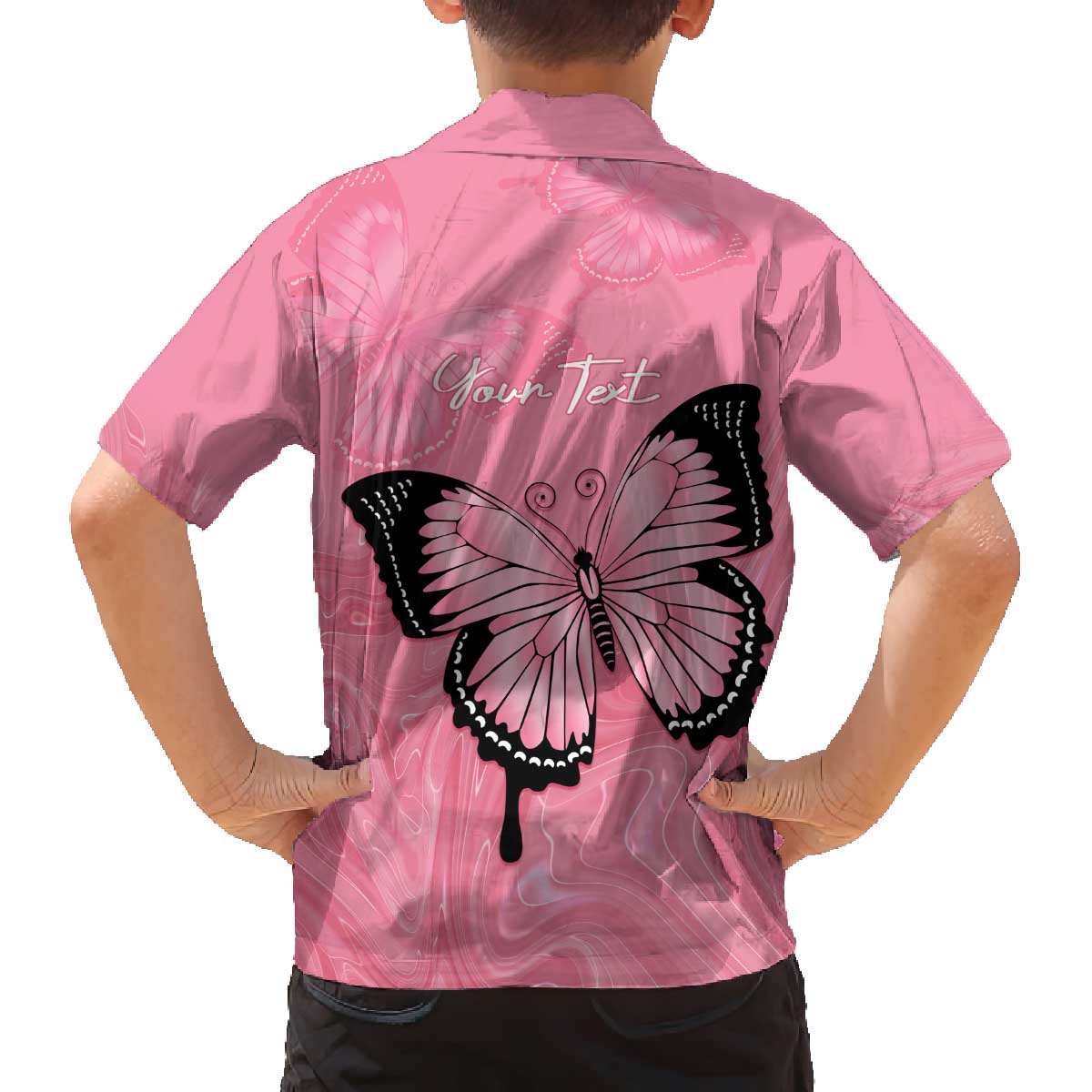 Personalised Australia Breast Cancer Awareness Family Matching Off The Shoulder Long Sleeve Dress and Hawaiian Shirt Pink Ribbon Butterfly Opal Pattern - Vibe Hoodie