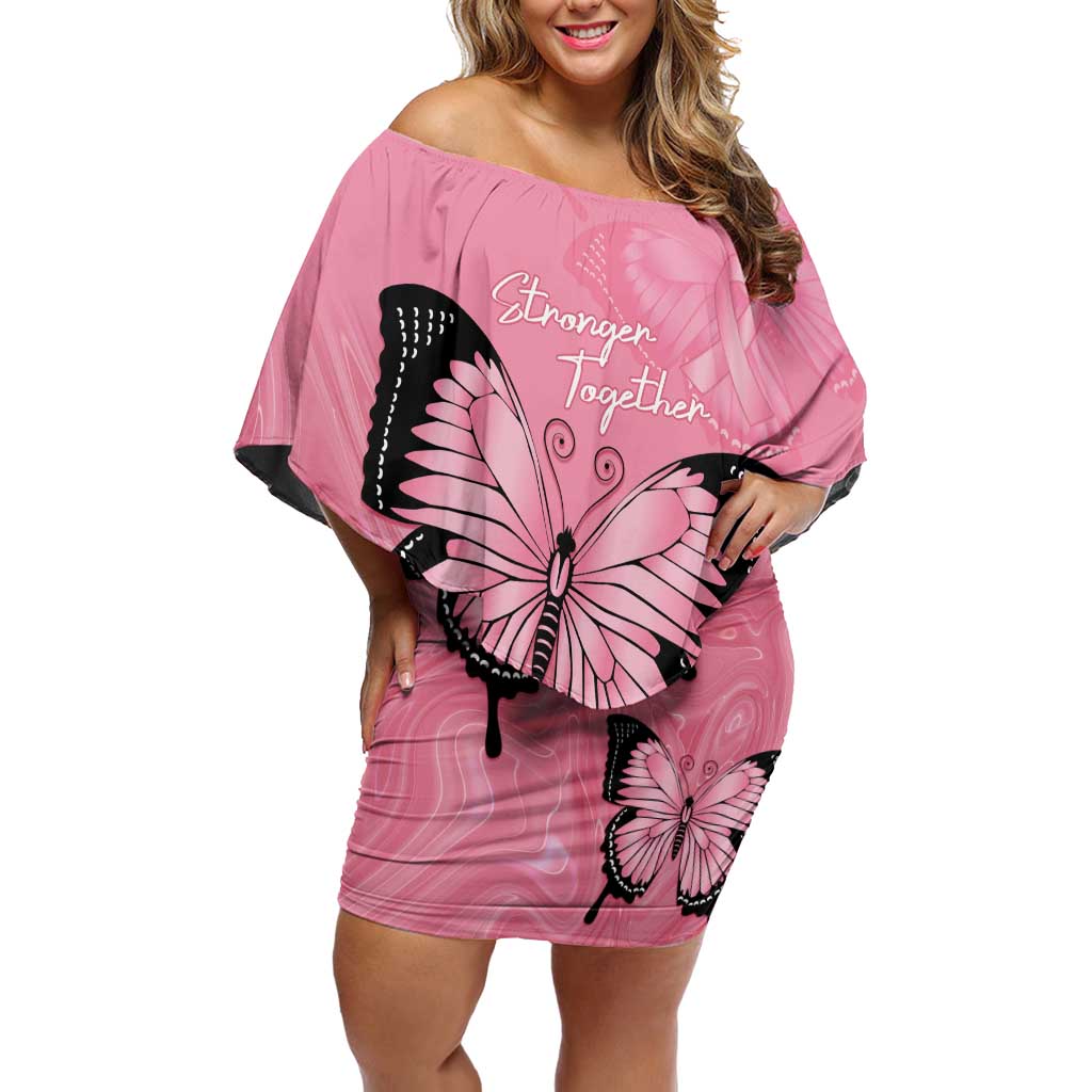 Personalised Australia Breast Cancer Awareness Family Matching Off Shoulder Short Dress and Hawaiian Shirt Pink Ribbon Butterfly Opal Pattern - Vibe Hoodie