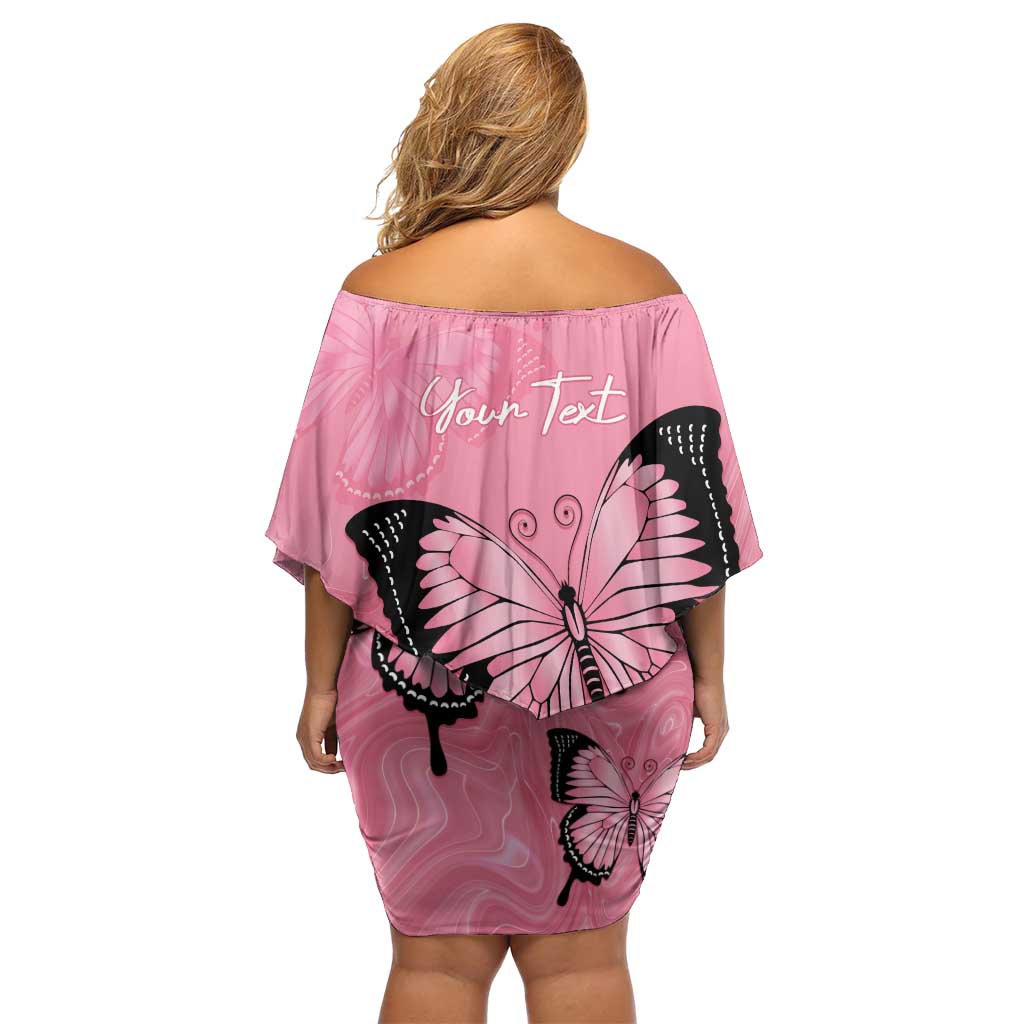 Personalised Australia Breast Cancer Awareness Family Matching Off Shoulder Short Dress and Hawaiian Shirt Pink Ribbon Butterfly Opal Pattern - Vibe Hoodie
