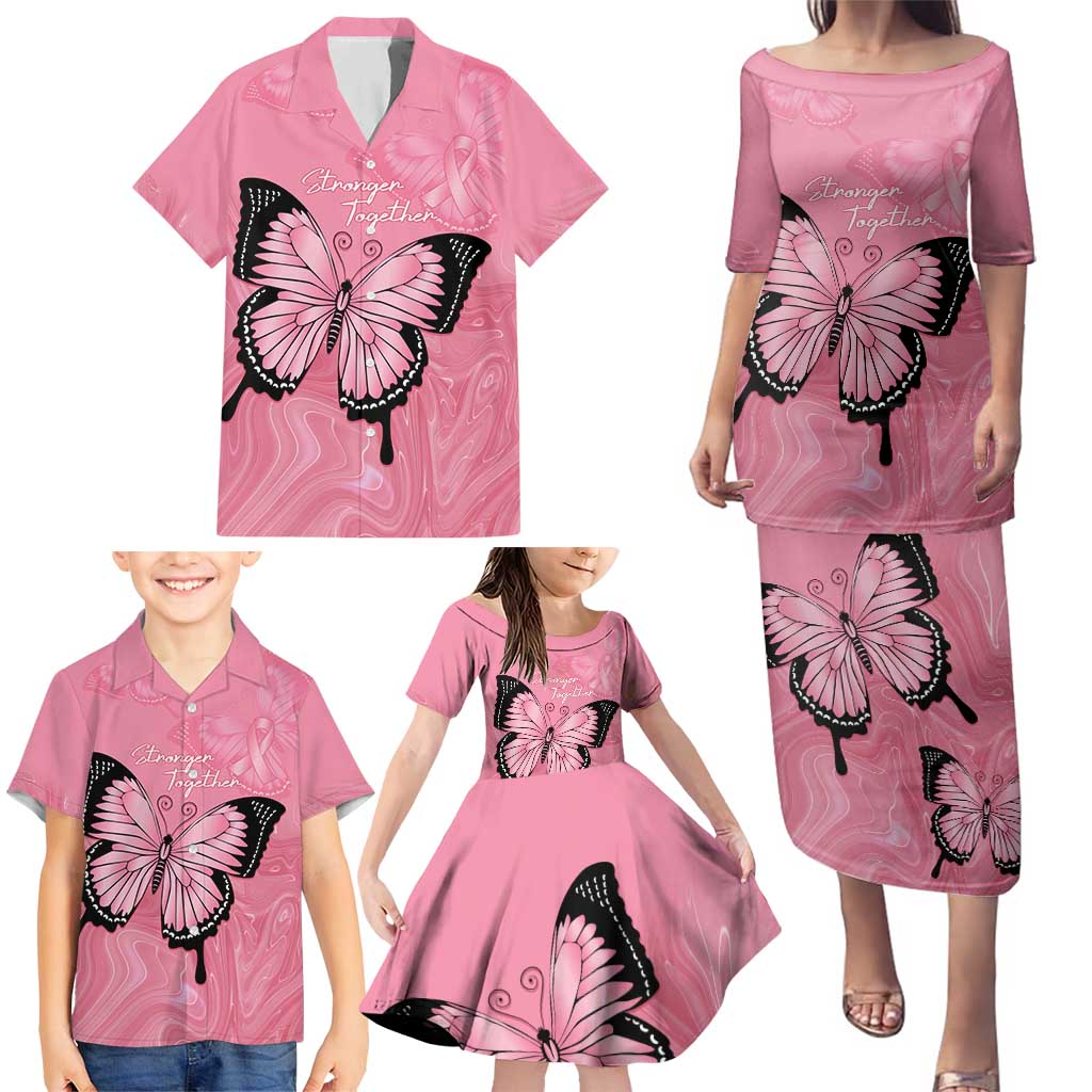 Personalised Australia Breast Cancer Awareness Family Matching Puletasi and Hawaiian Shirt Pink Ribbon Butterfly Opal Pattern - Vibe Hoodie