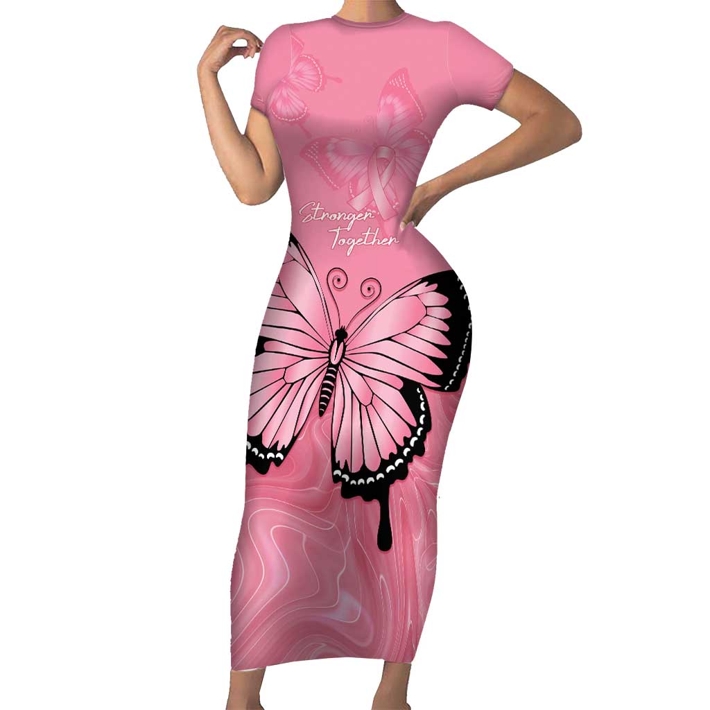 Personalised Australia Breast Cancer Awareness Family Matching Short Sleeve Bodycon Dress and Hawaiian Shirt Pink Ribbon Butterfly Opal Pattern - Vibe Hoodie