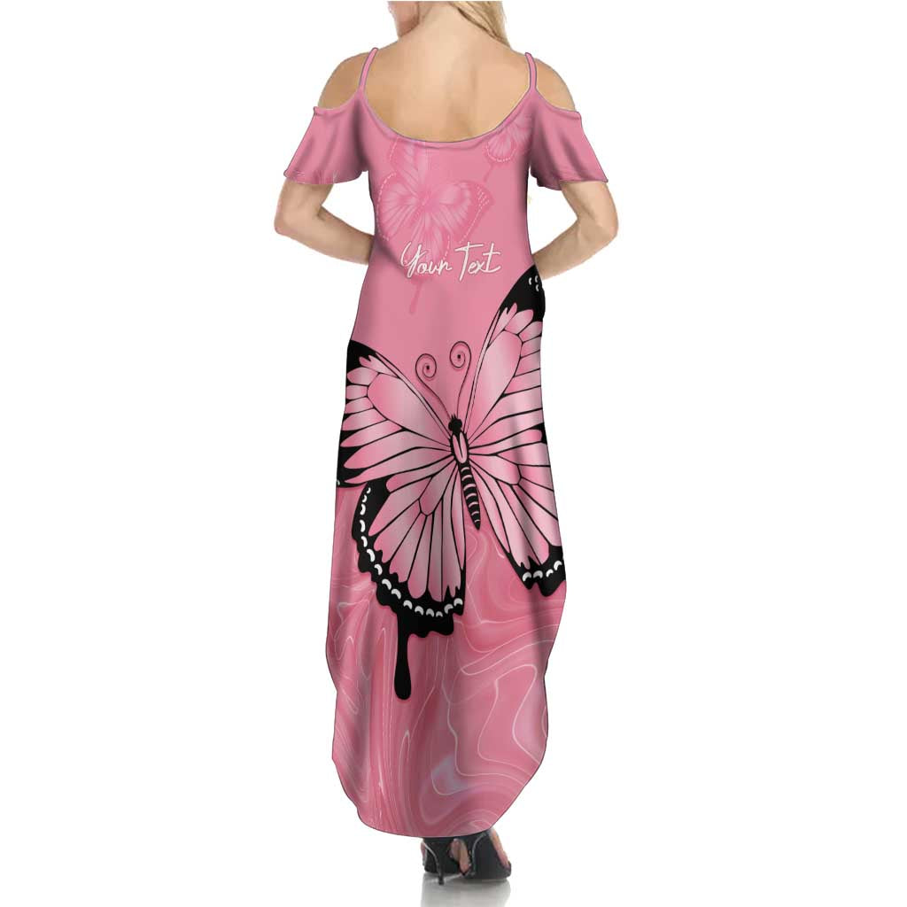Personalised Australia Breast Cancer Awareness Family Matching Summer Maxi Dress and Hawaiian Shirt Pink Ribbon Butterfly Opal Pattern - Vibe Hoodie
