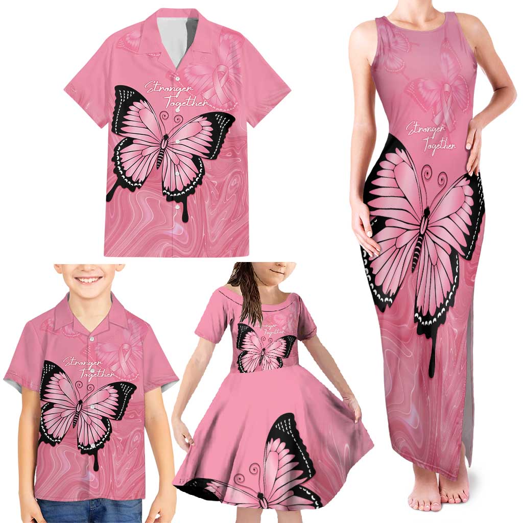 Personalised Australia Breast Cancer Awareness Family Matching Tank Maxi Dress and Hawaiian Shirt Pink Ribbon Butterfly Opal Pattern - Vibe Hoodie