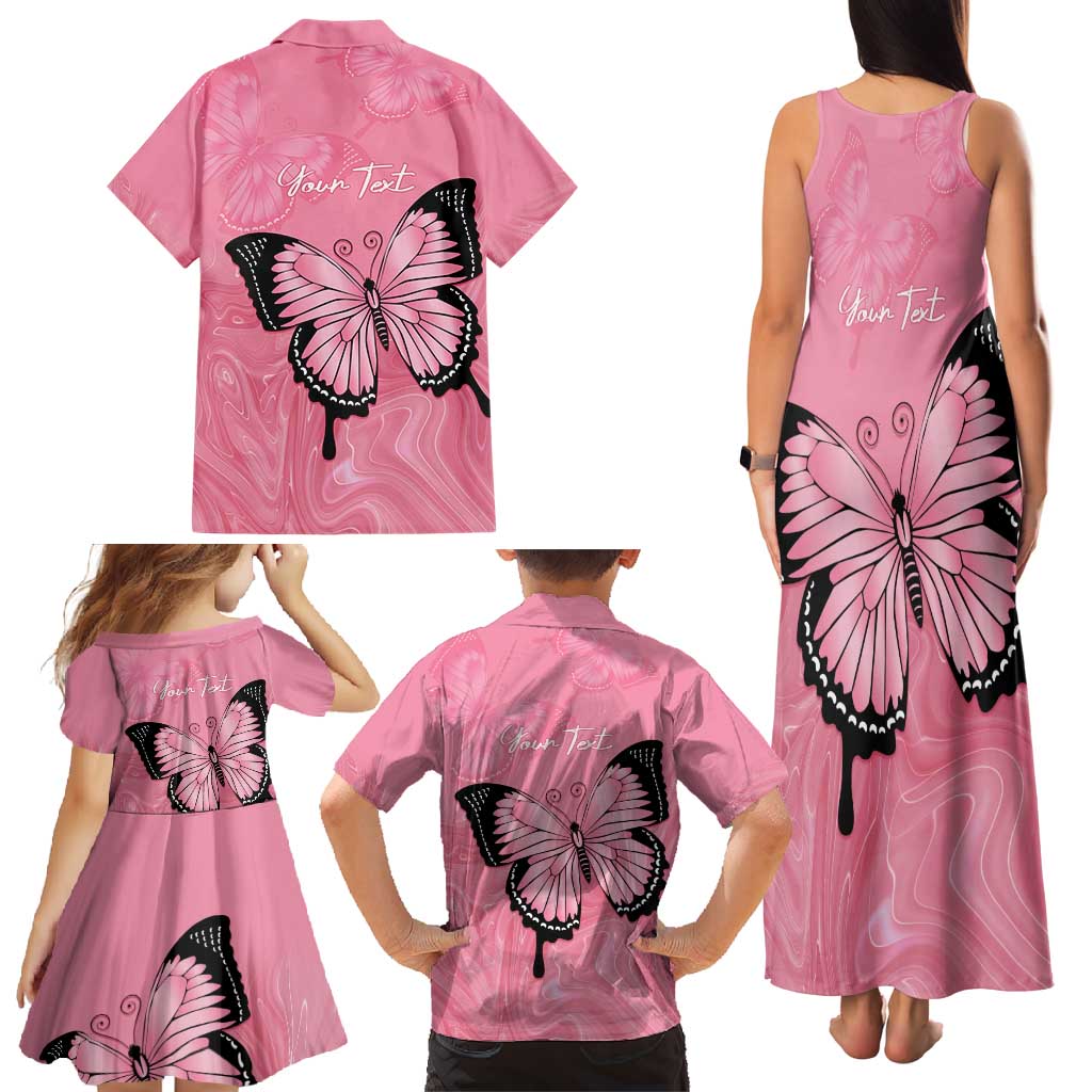 Personalised Australia Breast Cancer Awareness Family Matching Tank Maxi Dress and Hawaiian Shirt Pink Ribbon Butterfly Opal Pattern - Vibe Hoodie