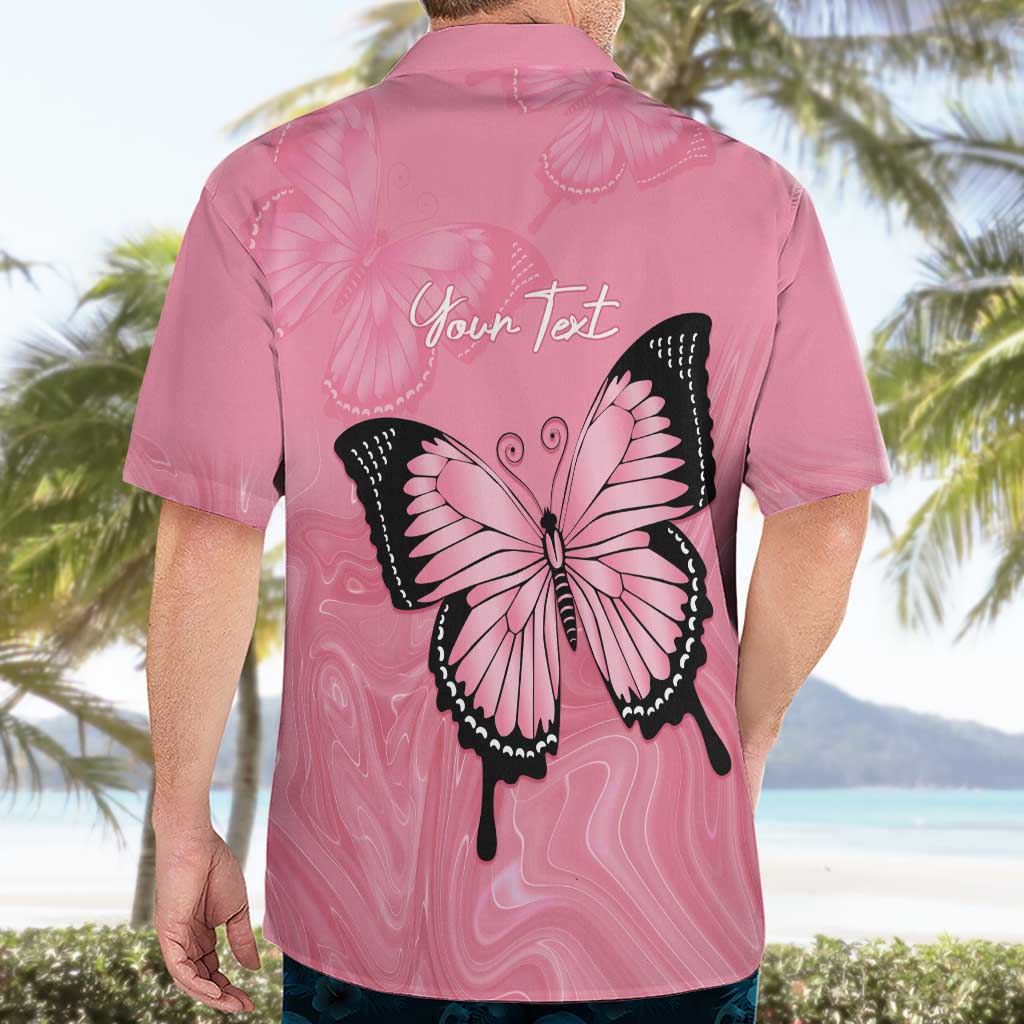Personalised Australia Breast Cancer Awareness Hawaiian Shirt Pink Ribbon Butterfly Opal Pattern - Vibe Hoodie