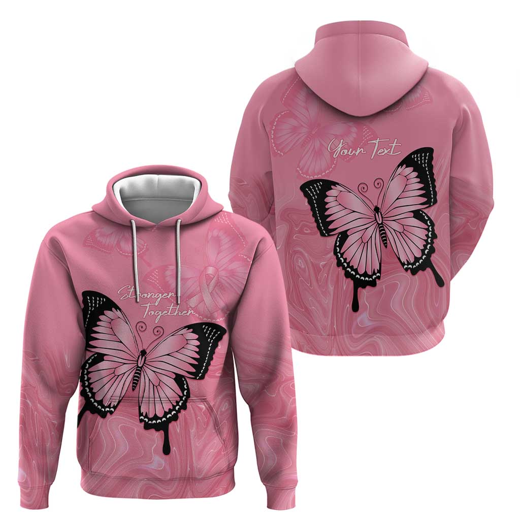 Personalised Australia Breast Cancer Awareness Hoodie Pink Ribbon Butterfly Opal Pattern - Vibe Hoodie