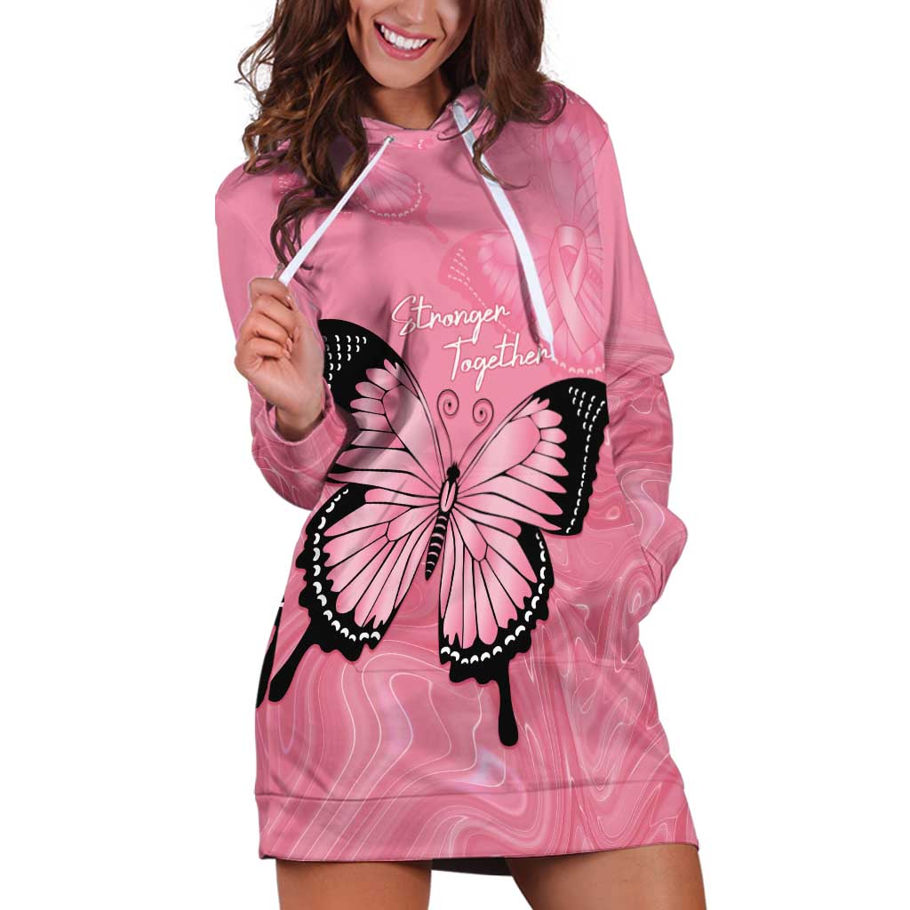 Personalised Australia Breast Cancer Awareness Hoodie Dress Pink Ribbon Butterfly Opal Pattern - Vibe Hoodie