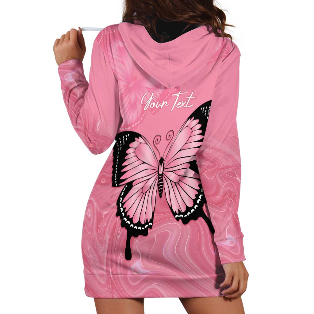 Personalised Australia Breast Cancer Awareness Hoodie Dress Pink Ribbon Butterfly Opal Pattern - Vibe Hoodie