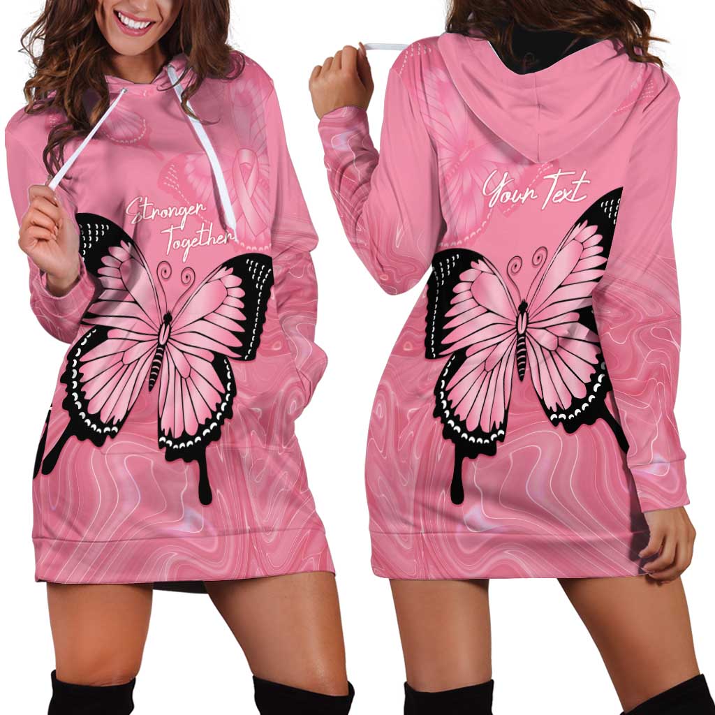 Personalised Australia Breast Cancer Awareness Hoodie Dress Pink Ribbon Butterfly Opal Pattern - Vibe Hoodie