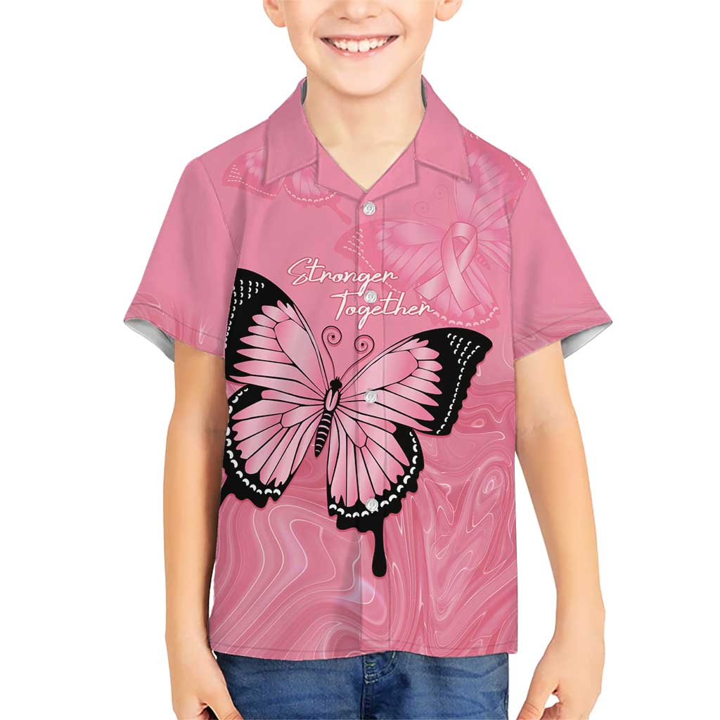 Personalised Australia Breast Cancer Awareness Kid Hawaiian Shirt Pink Ribbon Butterfly Opal Pattern - Vibe Hoodie