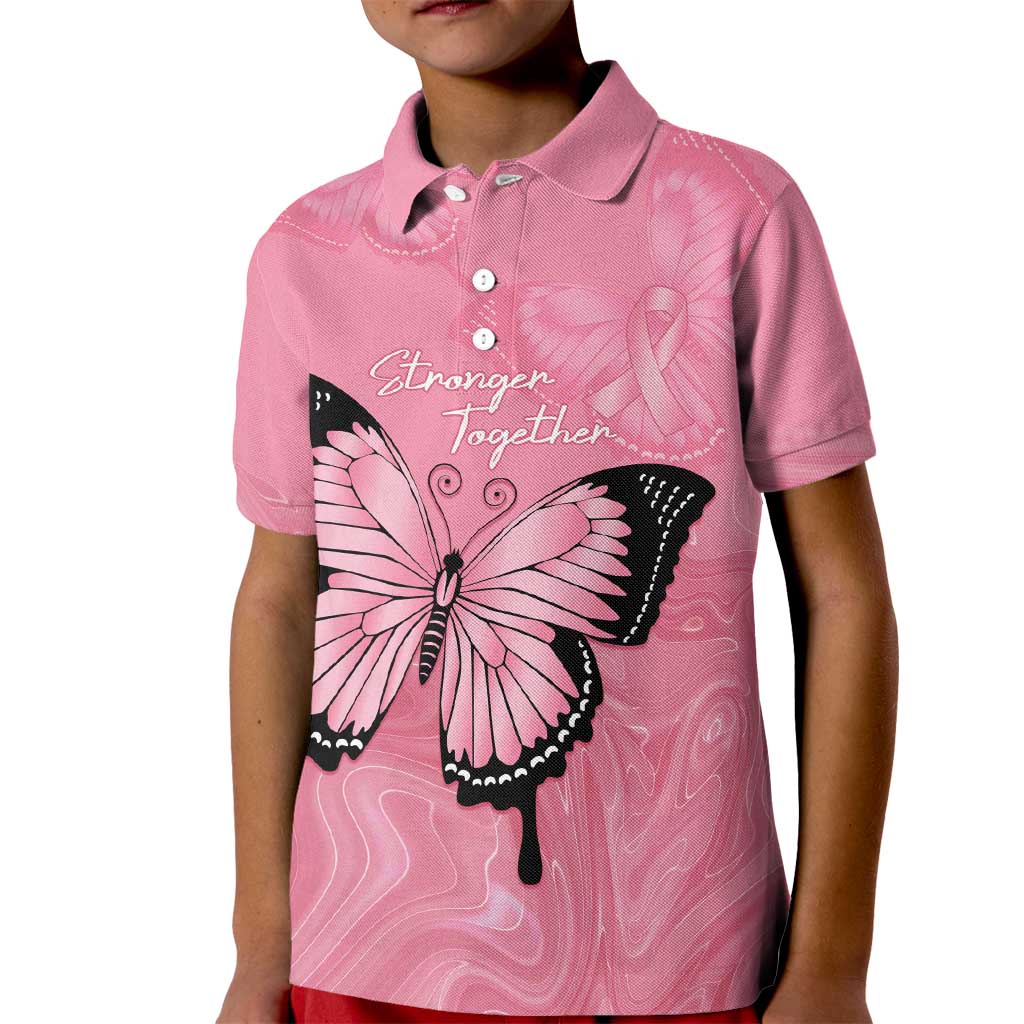 Personalised Australia Breast Cancer Awareness Kid Polo Shirt Pink Ribbon Butterfly Opal Pattern - Vibe Hoodie