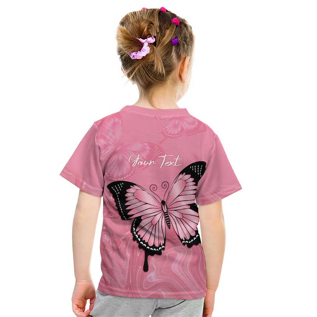Personalised Australia Breast Cancer Awareness Kid T Shirt Pink Ribbon Butterfly Opal Pattern - Vibe Hoodie