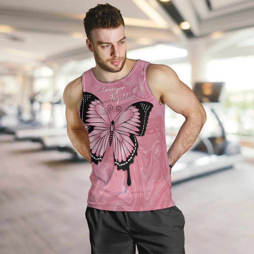 Personalised Australia Breast Cancer Awareness Men Tank Top Pink Ribbon Butterfly Opal Pattern - Vibe Hoodie
