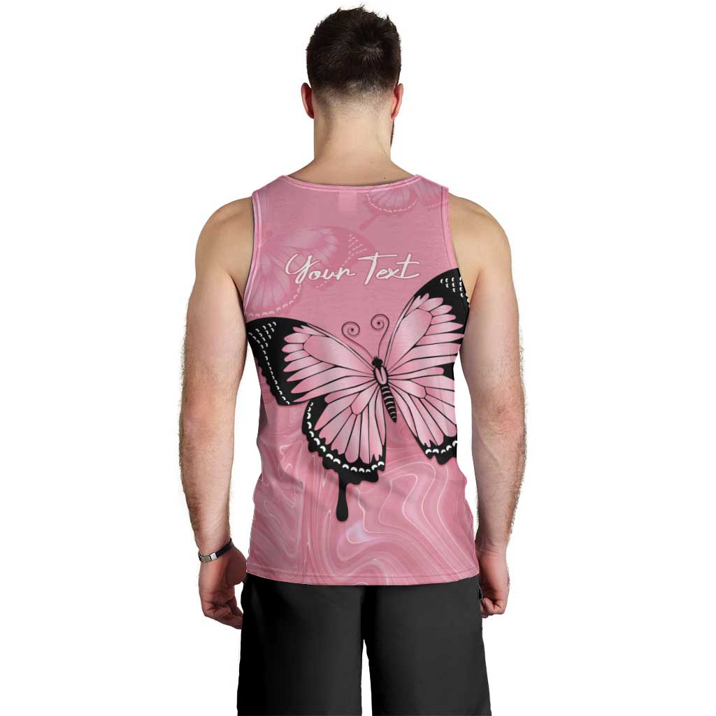 Personalised Australia Breast Cancer Awareness Men Tank Top Pink Ribbon Butterfly Opal Pattern - Vibe Hoodie
