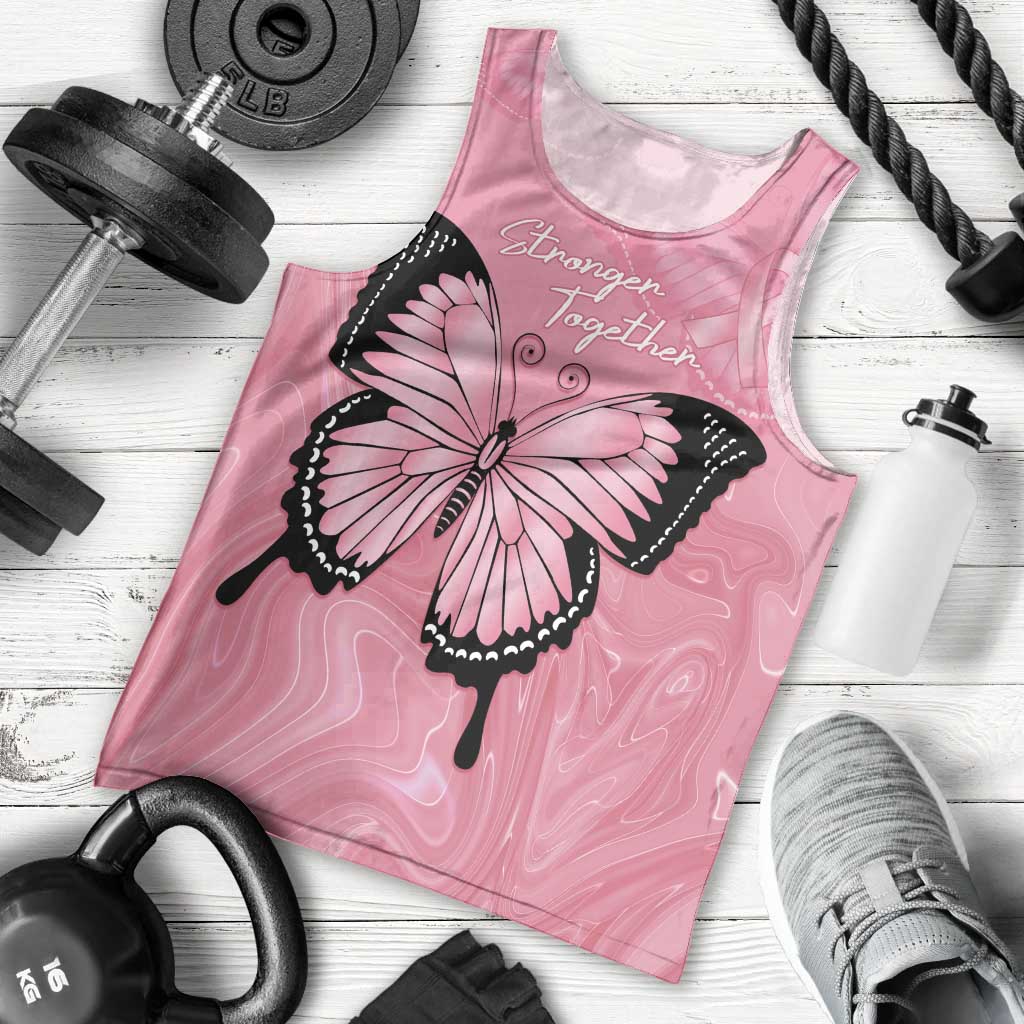 Personalised Australia Breast Cancer Awareness Men Tank Top Pink Ribbon Butterfly Opal Pattern - Vibe Hoodie