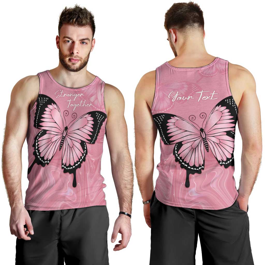 Personalised Australia Breast Cancer Awareness Men Tank Top Pink Ribbon Butterfly Opal Pattern - Vibe Hoodie