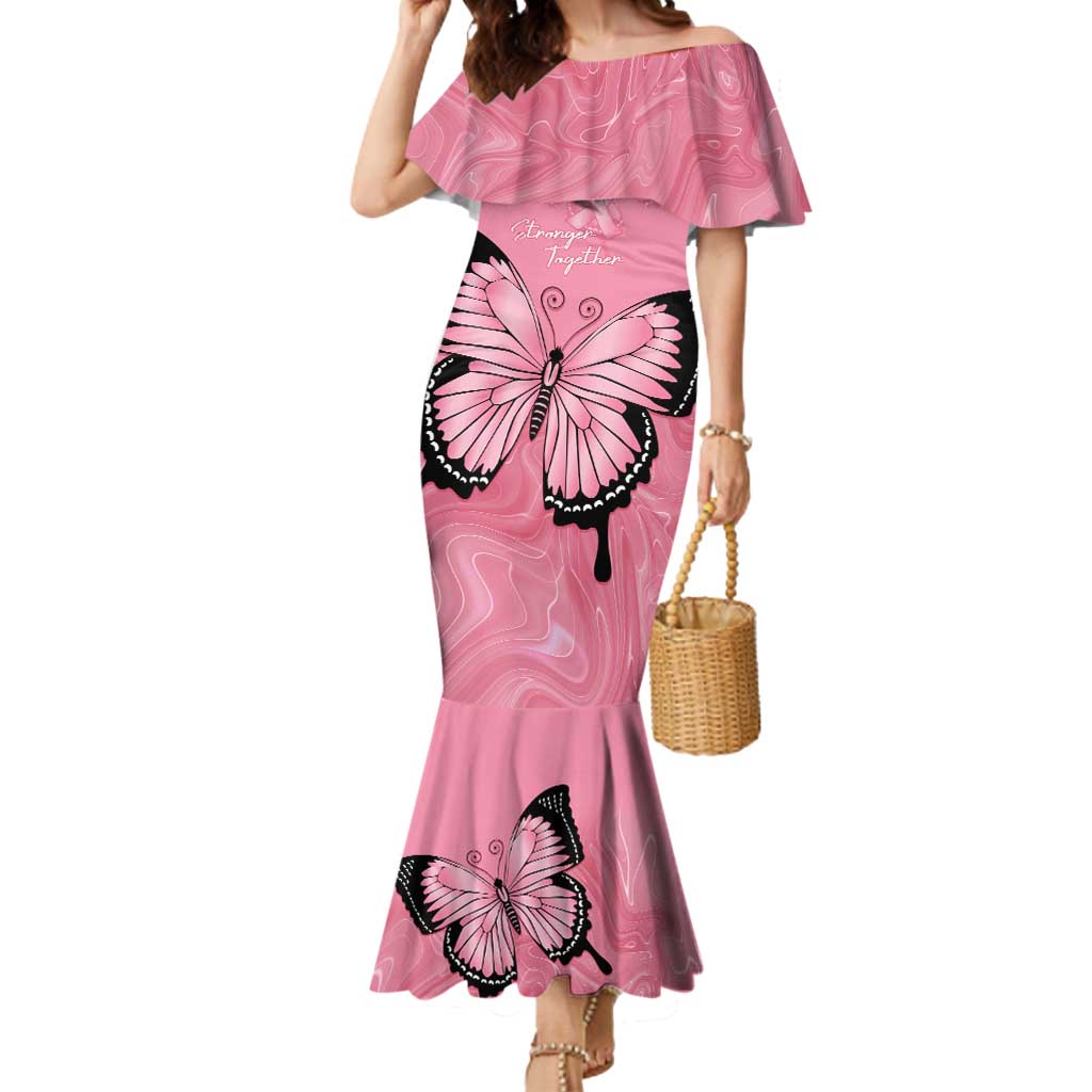 Personalised Australia Breast Cancer Awareness Mermaid Dress Pink Ribbon Butterfly Opal Pattern - Vibe Hoodie