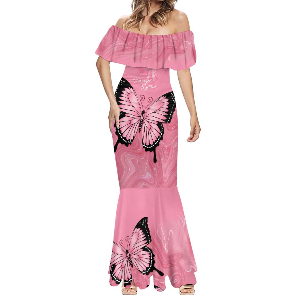 Personalised Australia Breast Cancer Awareness Mermaid Dress Pink Ribbon Butterfly Opal Pattern - Vibe Hoodie