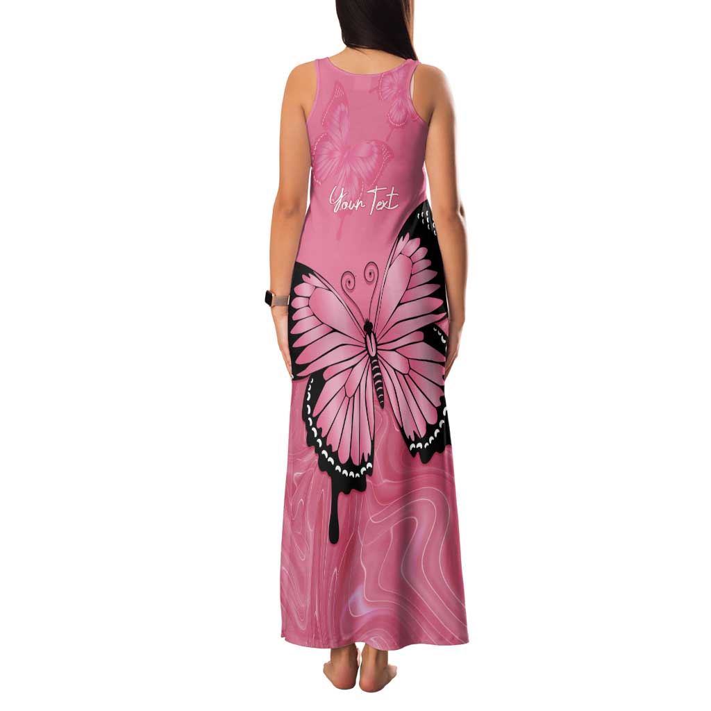 Personalised Australia Breast Cancer Awareness Tank Maxi Dress Pink Ribbon Butterfly Opal Pattern - Vibe Hoodie