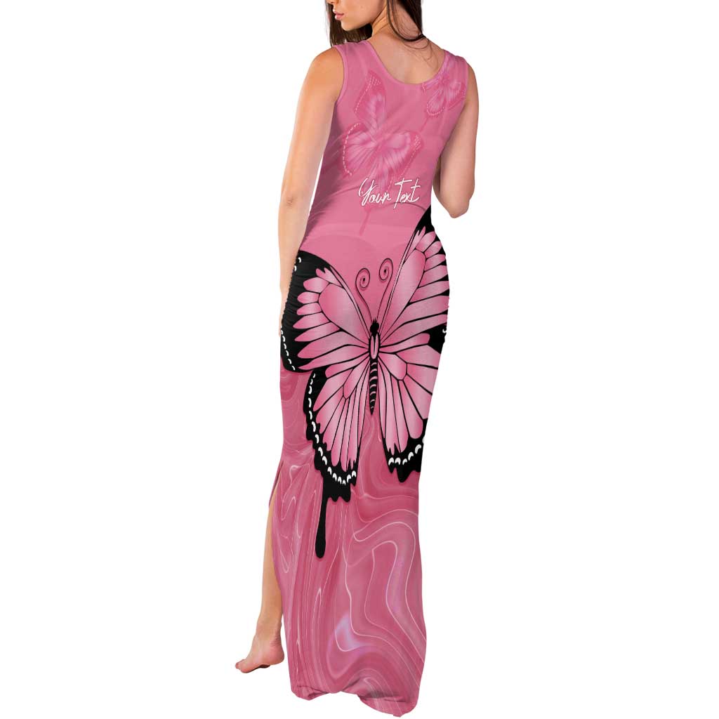 Personalised Australia Breast Cancer Awareness Tank Maxi Dress Pink Ribbon Butterfly Opal Pattern - Vibe Hoodie