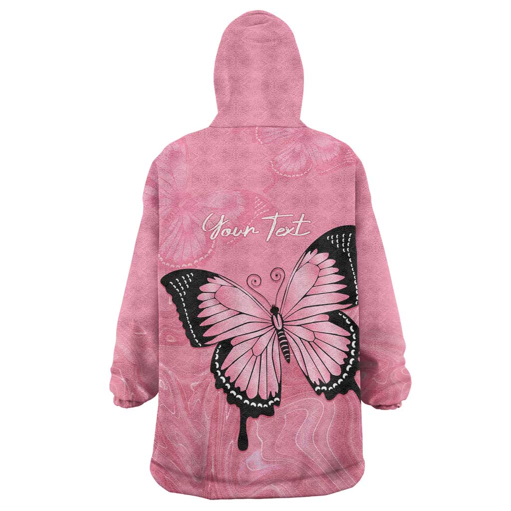 Personalised Australia Breast Cancer Awareness Wearable Blanket Hoodie Pink Ribbon Butterfly Opal Pattern - Vibe Hoodie