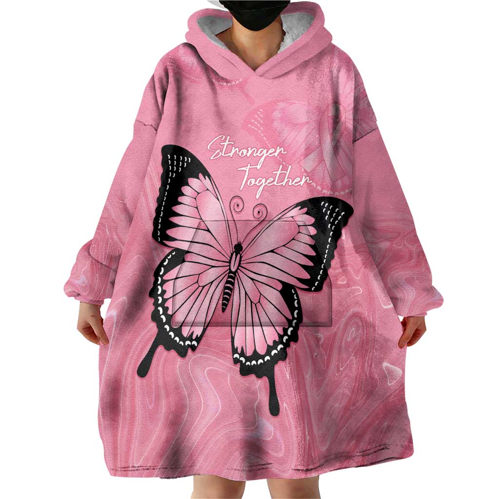 Personalised Australia Breast Cancer Awareness Wearable Blanket Hoodie Pink Ribbon Butterfly Opal Pattern - Vibe Hoodie