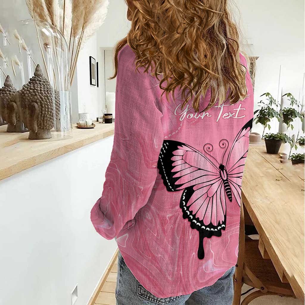 Personalised Australia Breast Cancer Awareness Women Casual Shirt Pink Ribbon Butterfly Opal Pattern - Vibe Hoodie
