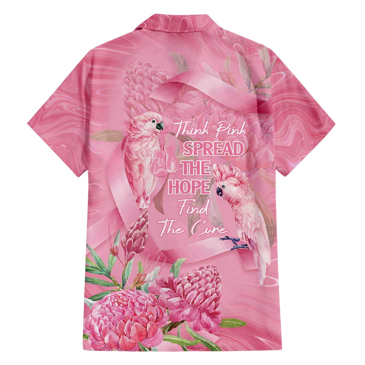 Australia Breast Cancer Awareness Family Matching Off The Shoulder Long Sleeve Dress and Hawaiian Shirt Think Pink Cockatoos Ribbon - Vibe Hoodie
