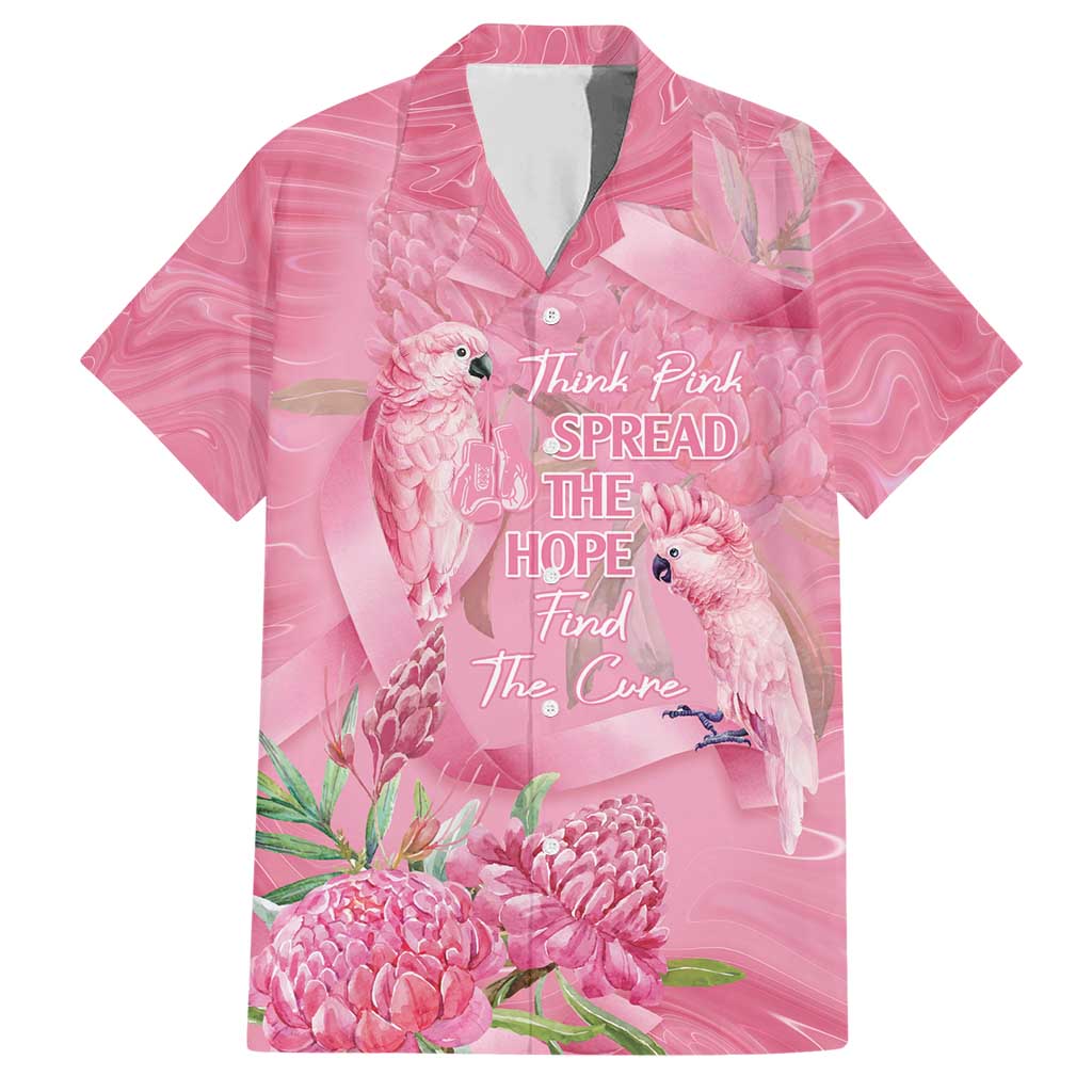 Australia Breast Cancer Awareness Family Matching Short Sleeve Bodycon Dress and Hawaiian Shirt Think Pink Cockatoos Ribbon - Vibe Hoodie