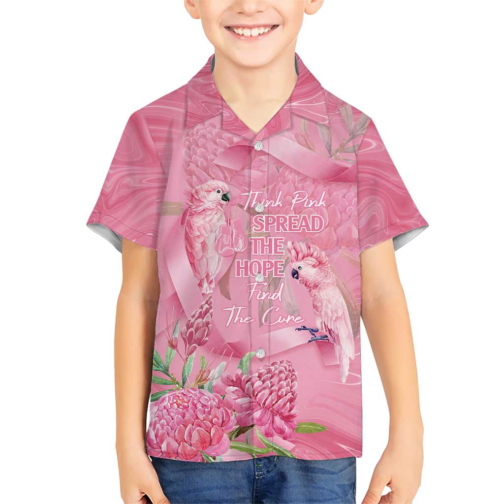 Australia Breast Cancer Awareness Family Matching Short Sleeve Bodycon Dress and Hawaiian Shirt Think Pink Cockatoos Ribbon - Vibe Hoodie