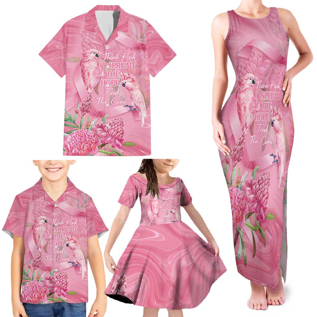 Australia Breast Cancer Awareness Family Matching Tank Maxi Dress and Hawaiian Shirt Think Pink Cockatoos Ribbon - Vibe Hoodie