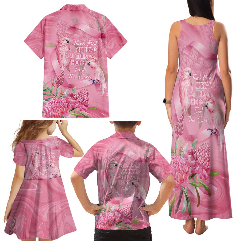 Australia Breast Cancer Awareness Family Matching Tank Maxi Dress and Hawaiian Shirt Think Pink Cockatoos Ribbon - Vibe Hoodie
