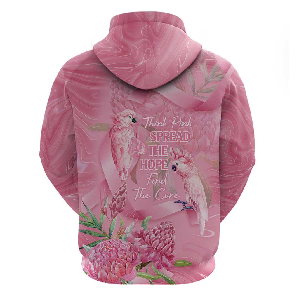 Australia Breast Cancer Awareness Hoodie Think Pink Cockatoos Ribbon - Vibe Hoodie