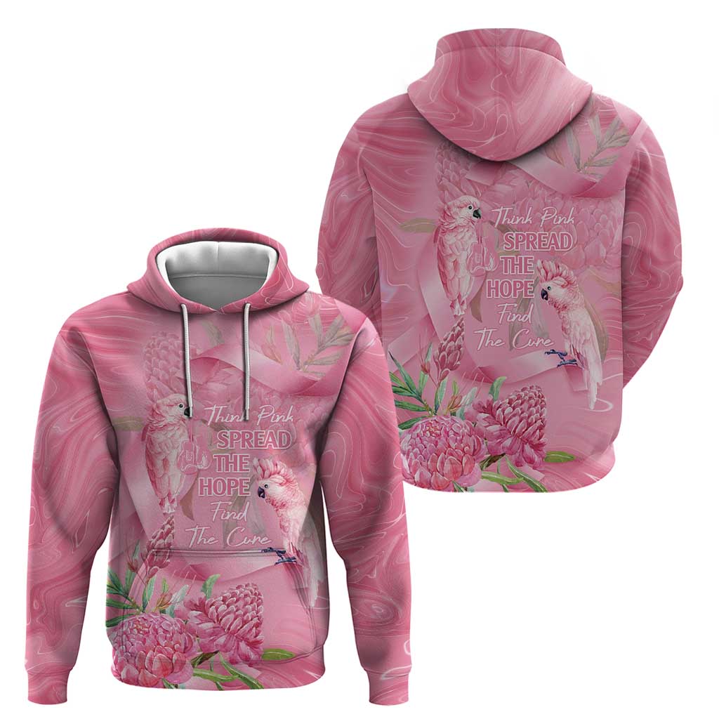 Australia Breast Cancer Awareness Hoodie Think Pink Cockatoos Ribbon - Vibe Hoodie