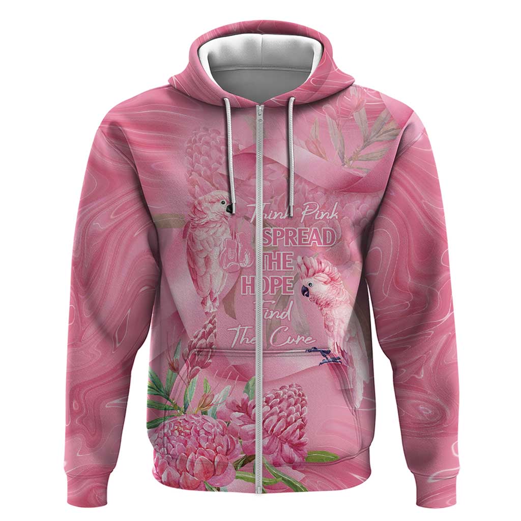 Australia Breast Cancer Awareness Hoodie Think Pink Cockatoos Ribbon - Vibe Hoodie
