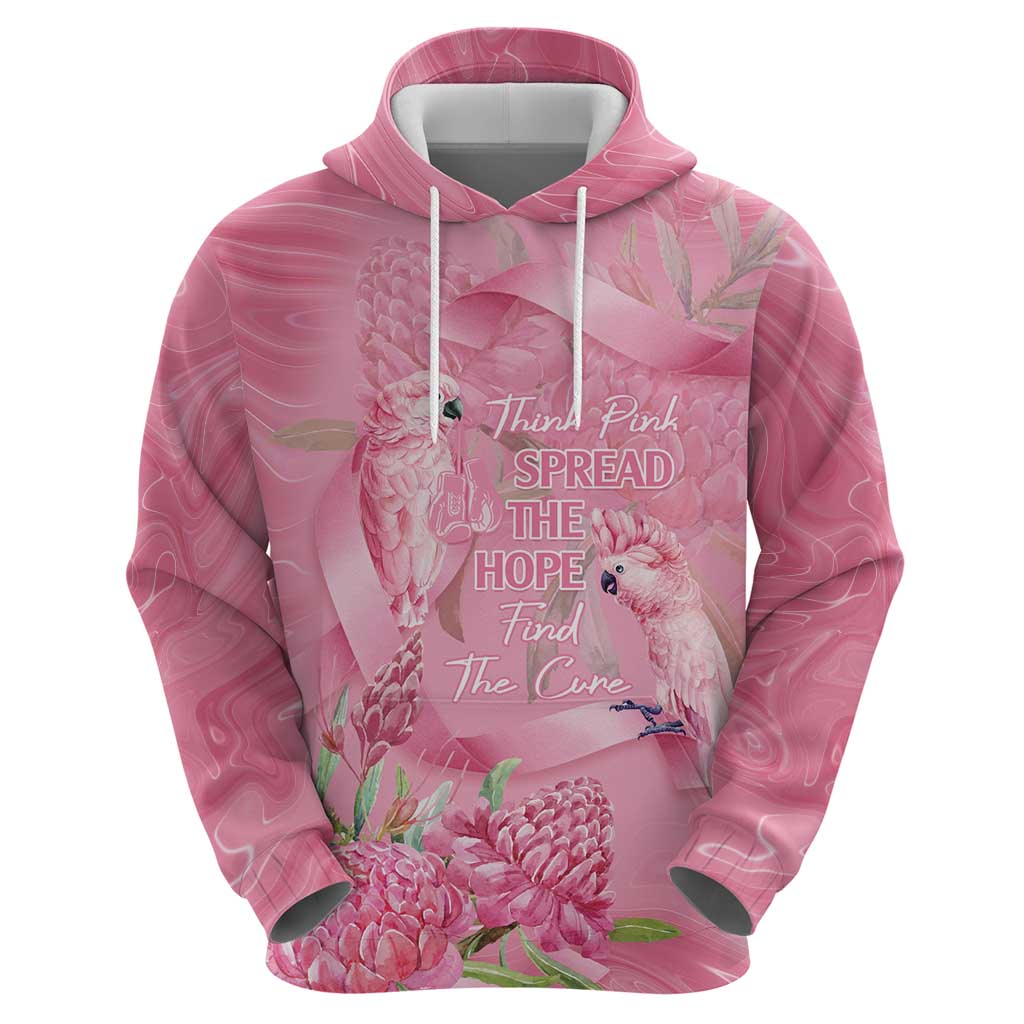 Australia Breast Cancer Awareness Hoodie Think Pink Cockatoos Ribbon - Vibe Hoodie