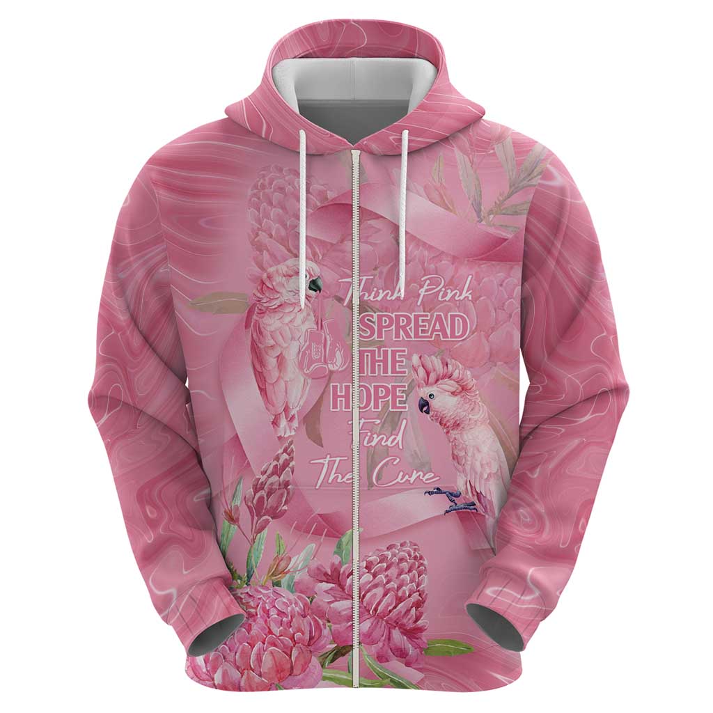 Australia Breast Cancer Awareness Hoodie Think Pink Cockatoos Ribbon - Vibe Hoodie
