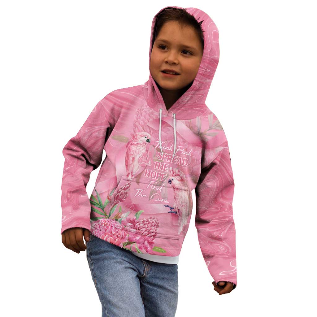 Australia Breast Cancer Awareness Kid Hoodie Think Pink Cockatoos Ribbon - Vibe Hoodie
