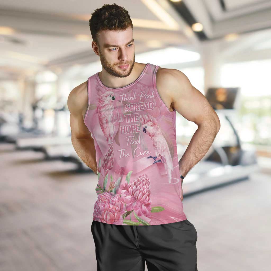 Australia Breast Cancer Awareness Men Tank Top Think Pink Cockatoos Ribbon - Vibe Hoodie