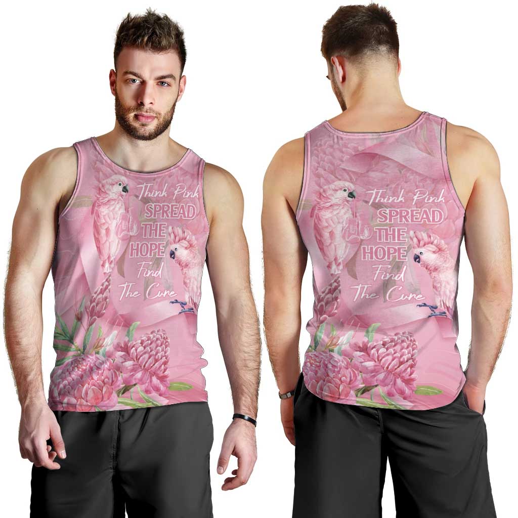 Australia Breast Cancer Awareness Men Tank Top Think Pink Cockatoos Ribbon - Vibe Hoodie