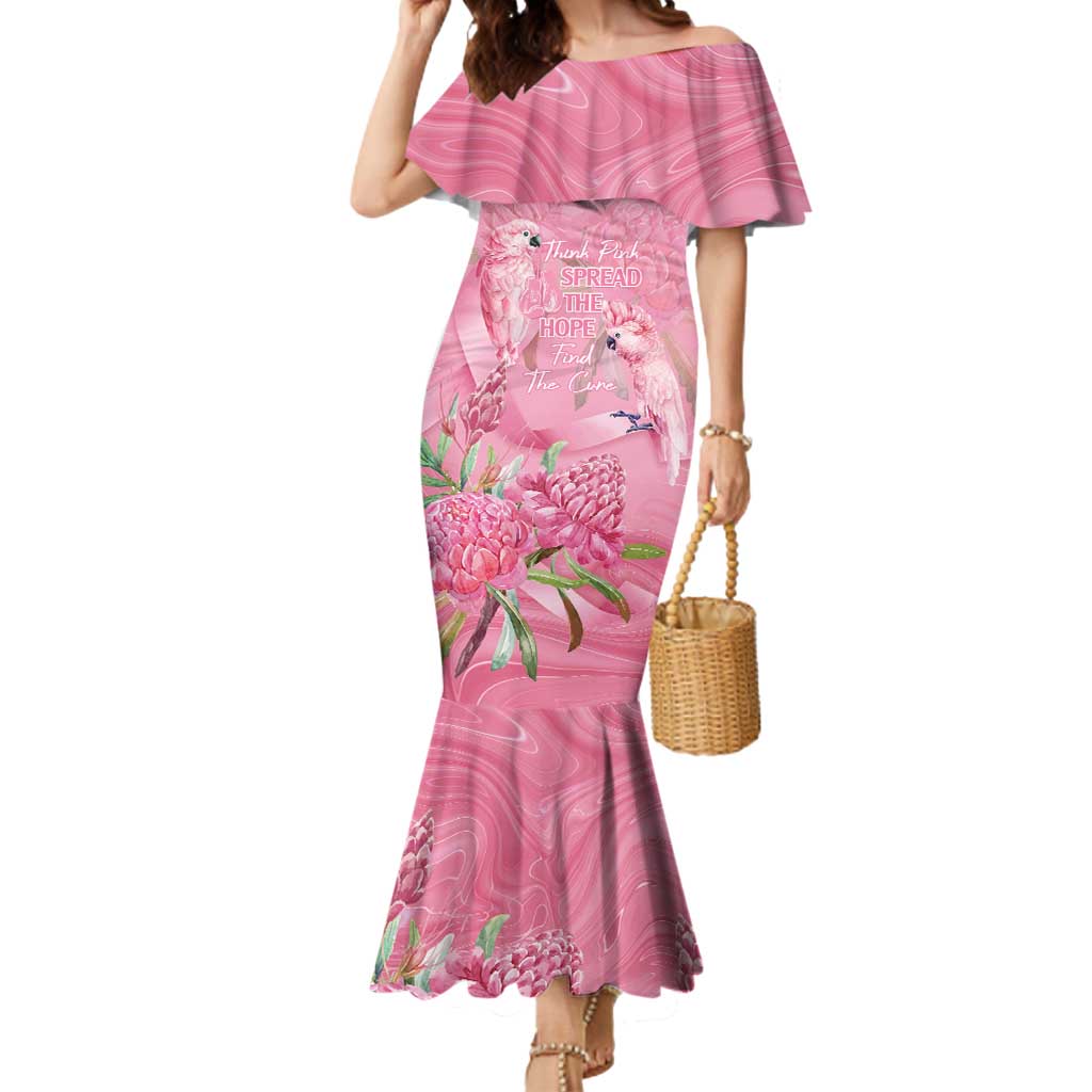 Australia Breast Cancer Awareness Mermaid Dress Think Pink Cockatoos Ribbon - Vibe Hoodie