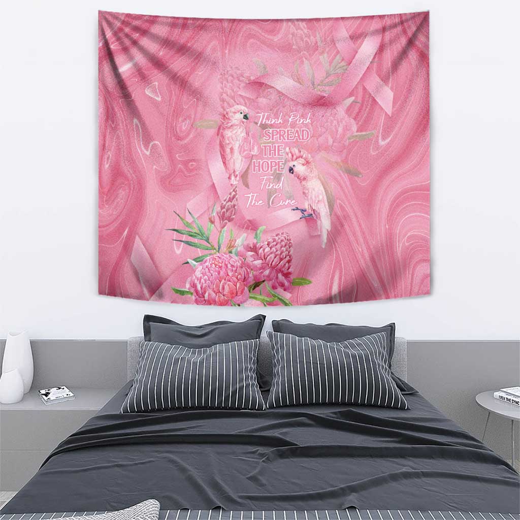 Australia Breast Cancer Awareness Tapestry Think Pink Cockatoos Ribbon - Vibe Hoodie