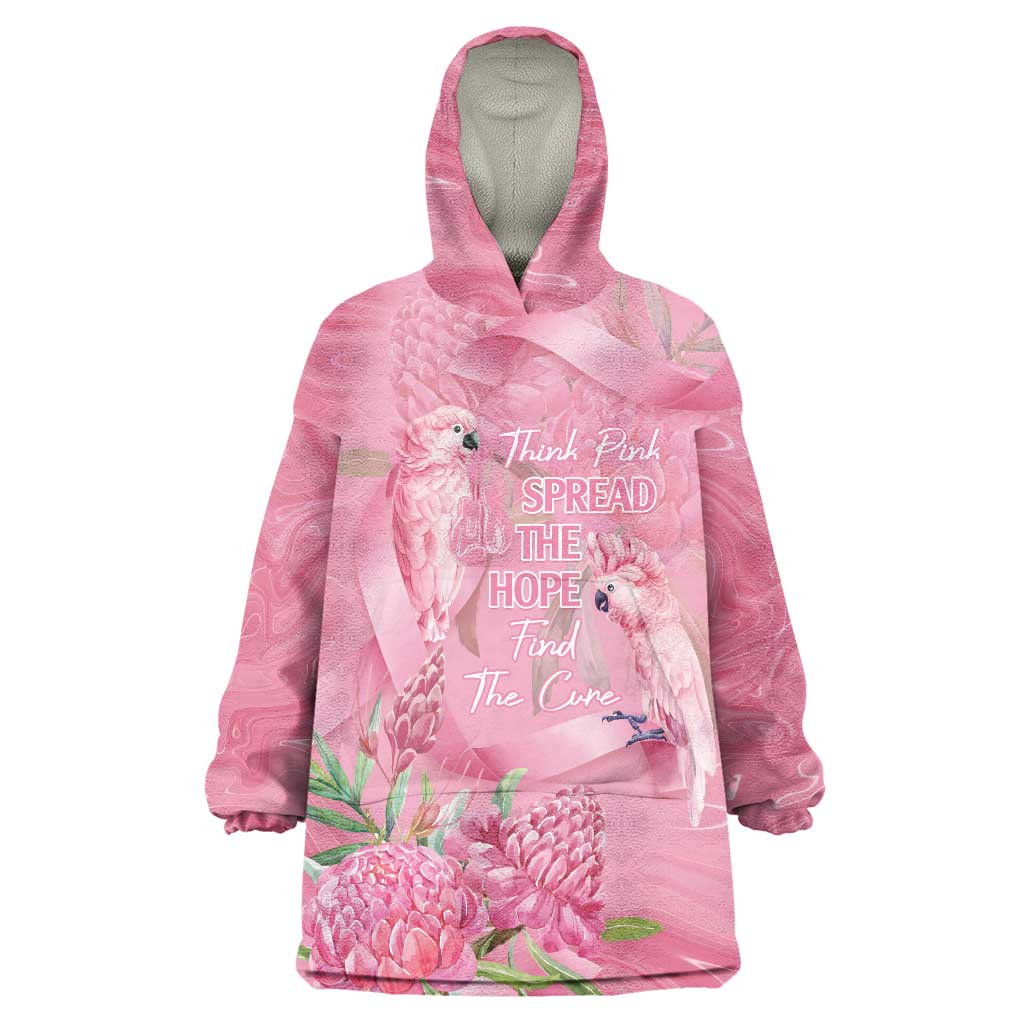 Australia Breast Cancer Awareness Wearable Blanket Hoodie Think Pink Cockatoos Ribbon - Vibe Hoodie