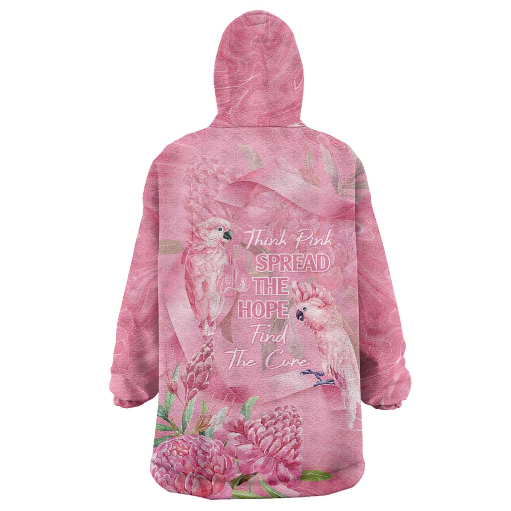Australia Breast Cancer Awareness Wearable Blanket Hoodie Think Pink Cockatoos Ribbon - Vibe Hoodie