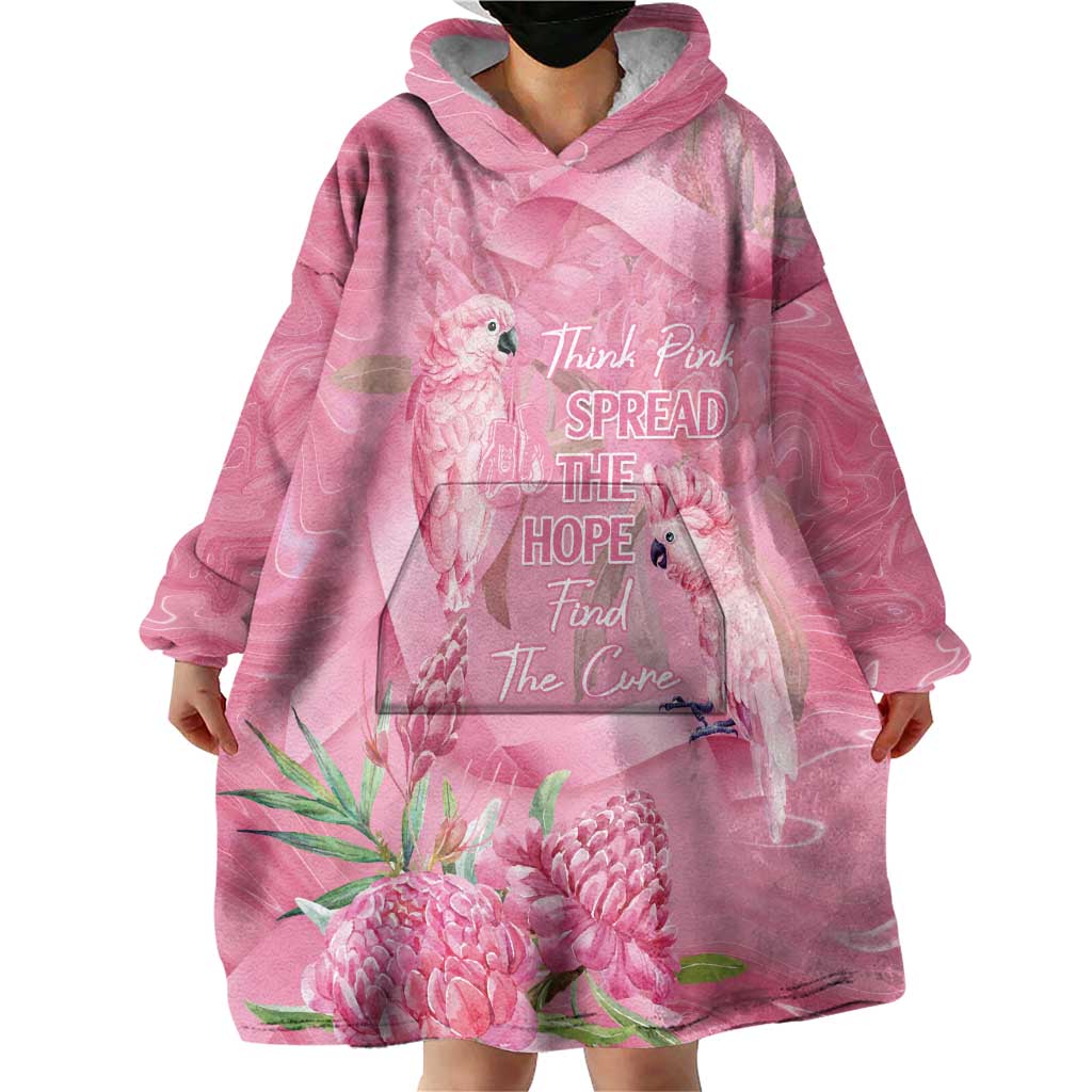Australia Breast Cancer Awareness Wearable Blanket Hoodie Think Pink Cockatoos Ribbon - Vibe Hoodie