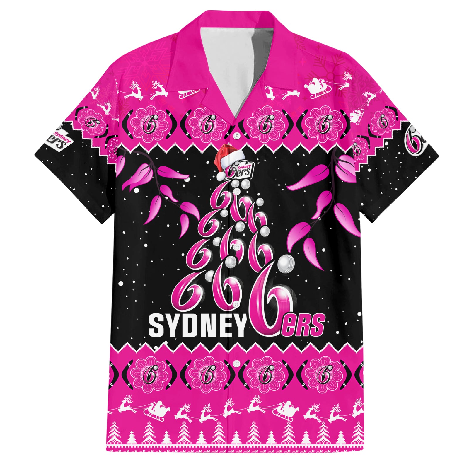 Sydney Sixers Cricket Christmas Hawaiian Shirt Merry Xmas 2023 Indigenous Art - Vibe Hoodie Shop