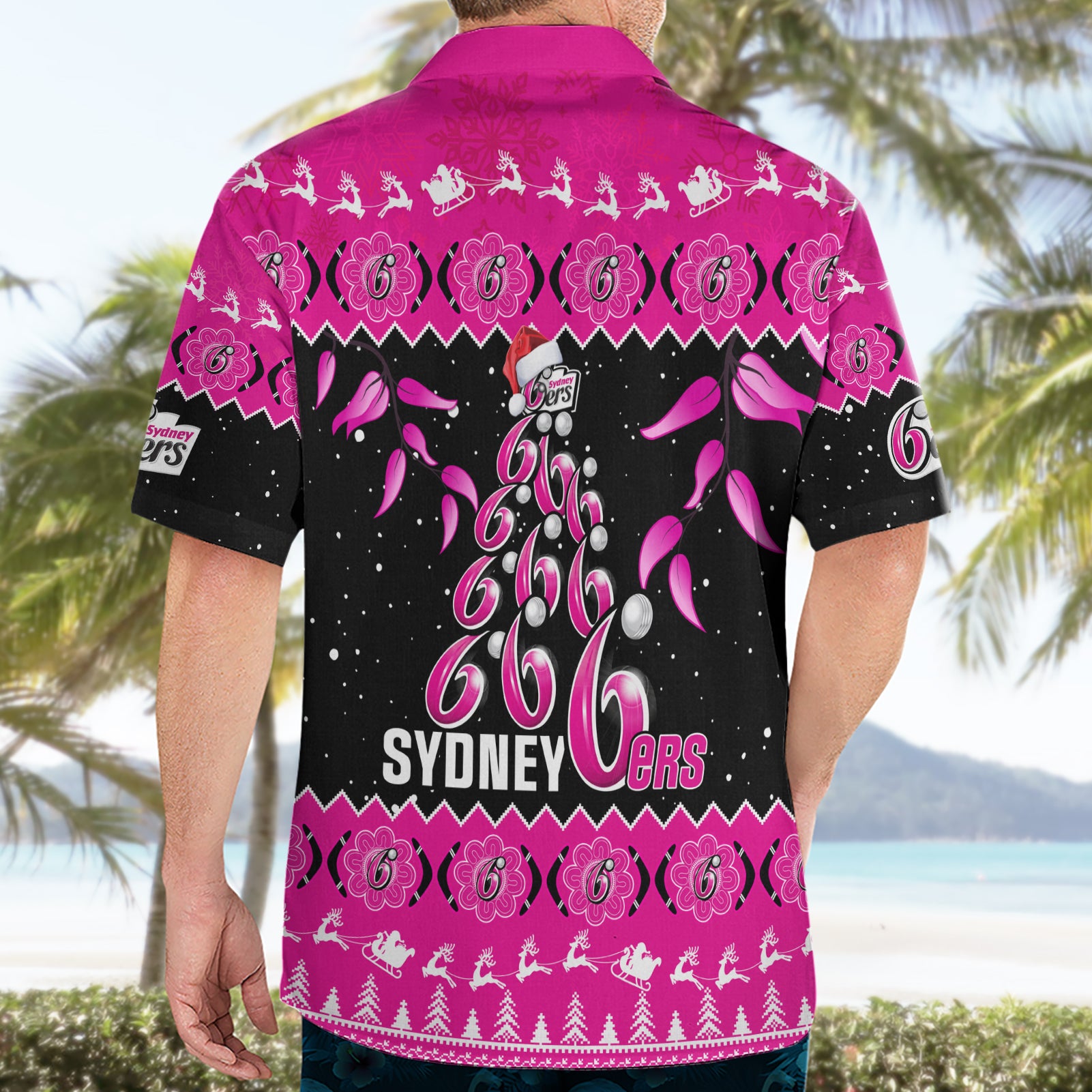 Sydney Sixers Cricket Christmas Hawaiian Shirt Merry Xmas 2023 Indigenous Art - Vibe Hoodie Shop