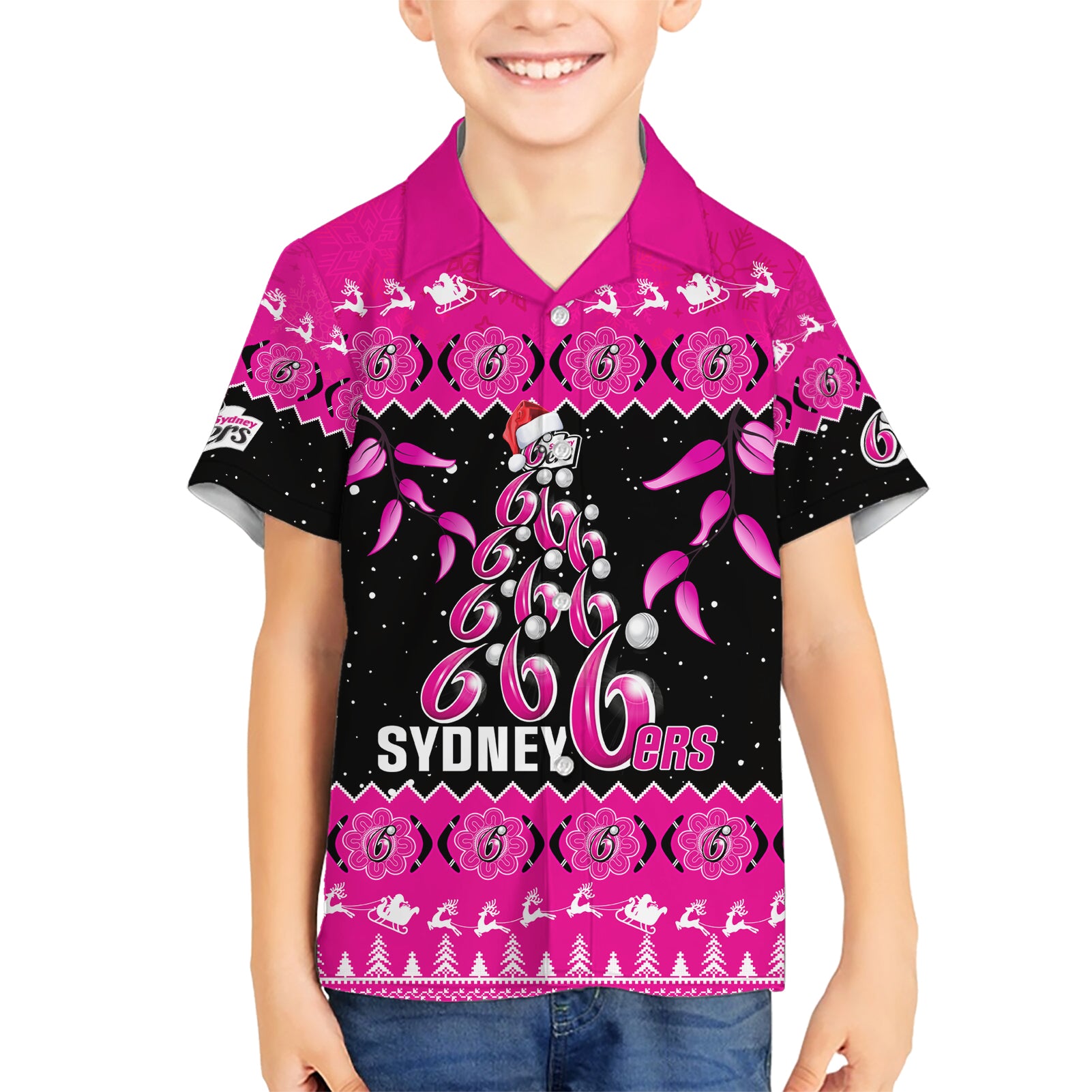 Sydney Sixers Cricket Christmas Hawaiian Shirt Merry Xmas 2023 Indigenous Art - Vibe Hoodie Shop