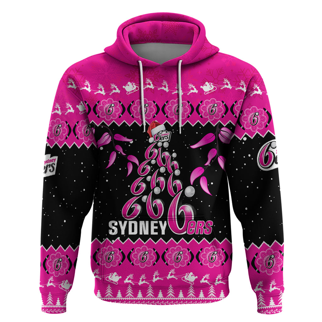 Sydney Sixers Cricket Christmas Hoodie Merry Xmas 2023 Indigenous Art - Vibe Hoodie Shop